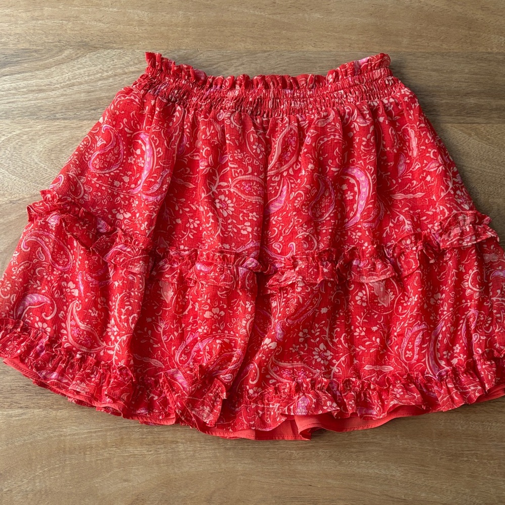 Red Paisley Ruffle Skirt